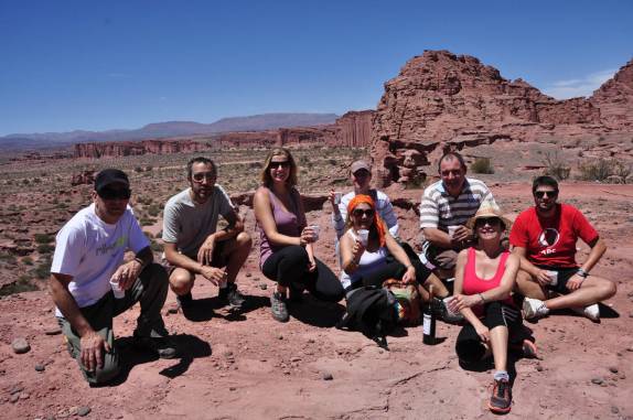 Pausa para fotos e lanche do nosso grupo no Parque Nacional Talampaya, na Argentina